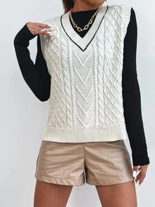 Argyle Knit V-neck Sweater Vest Without Tee
   SKU: sw2107203819198099      
          (1751 Revi... | SHEIN
