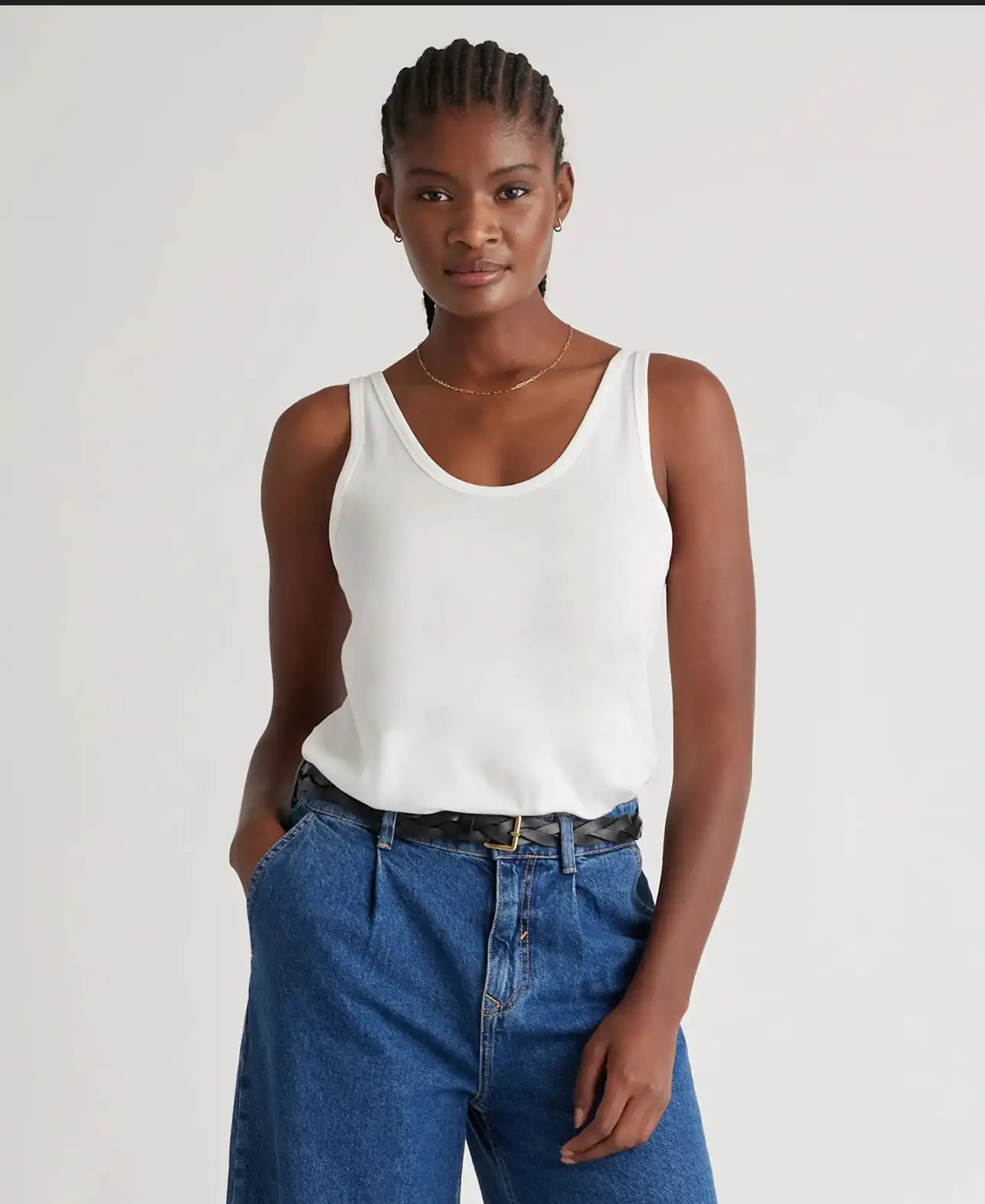 Cotton Modal Double Scoop Neck Tank | Quince