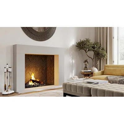 Contemporary Cast Stone Fireplace Surround with Beveled Hearth | Wayfair North America