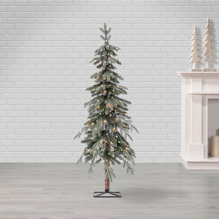 Pre-Lit Faux Natural Cut Flocked Alpine Tree | West Elm (US)