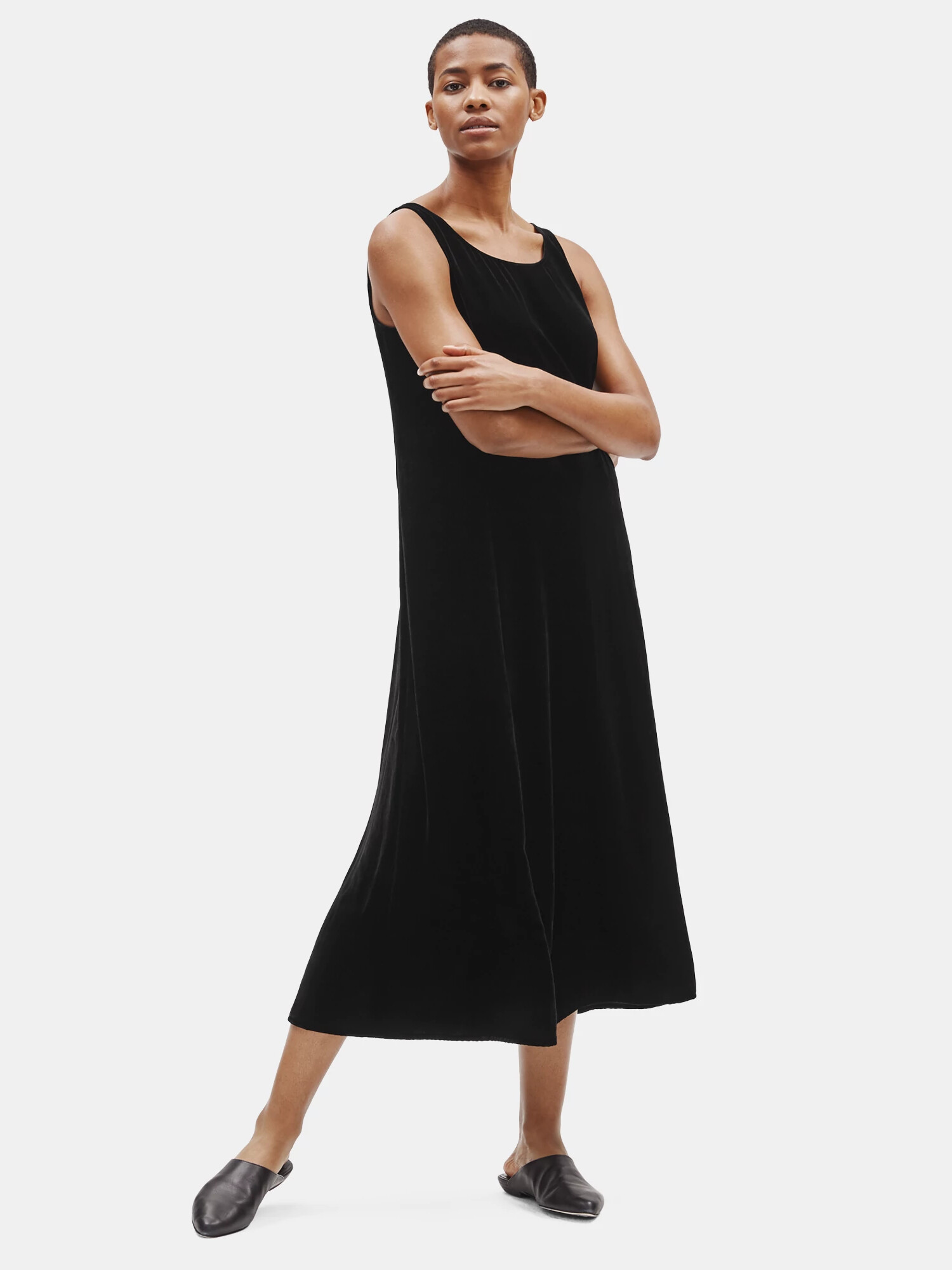 Velvet Scoop Neck Dress | Eileen Fisher