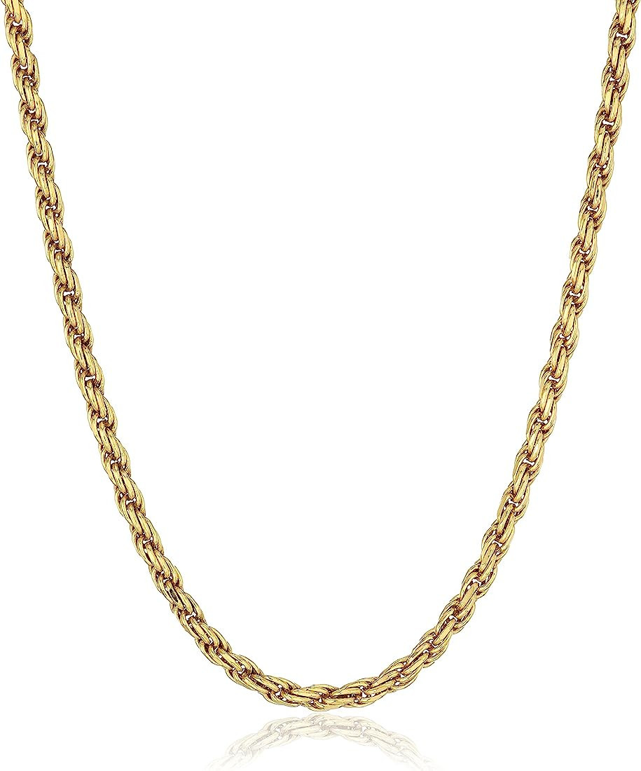Amazon Essentials Sterling Silver Diamond Cut Rope Chain Necklace | Amazon (US)
