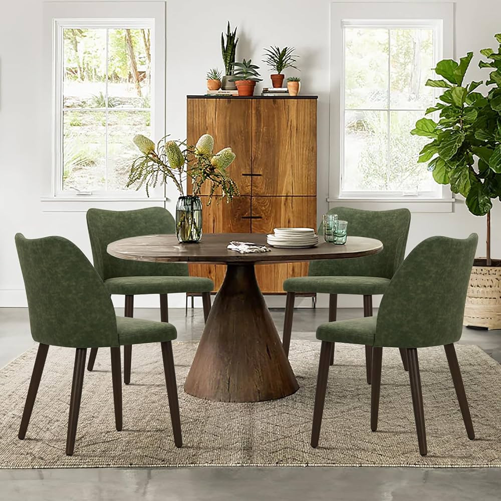 COLAMY Upholstered Dining Chairs Set of 4, Modern PU Leather Dining Room Kitchen Side Chair with ... | Amazon (US)
