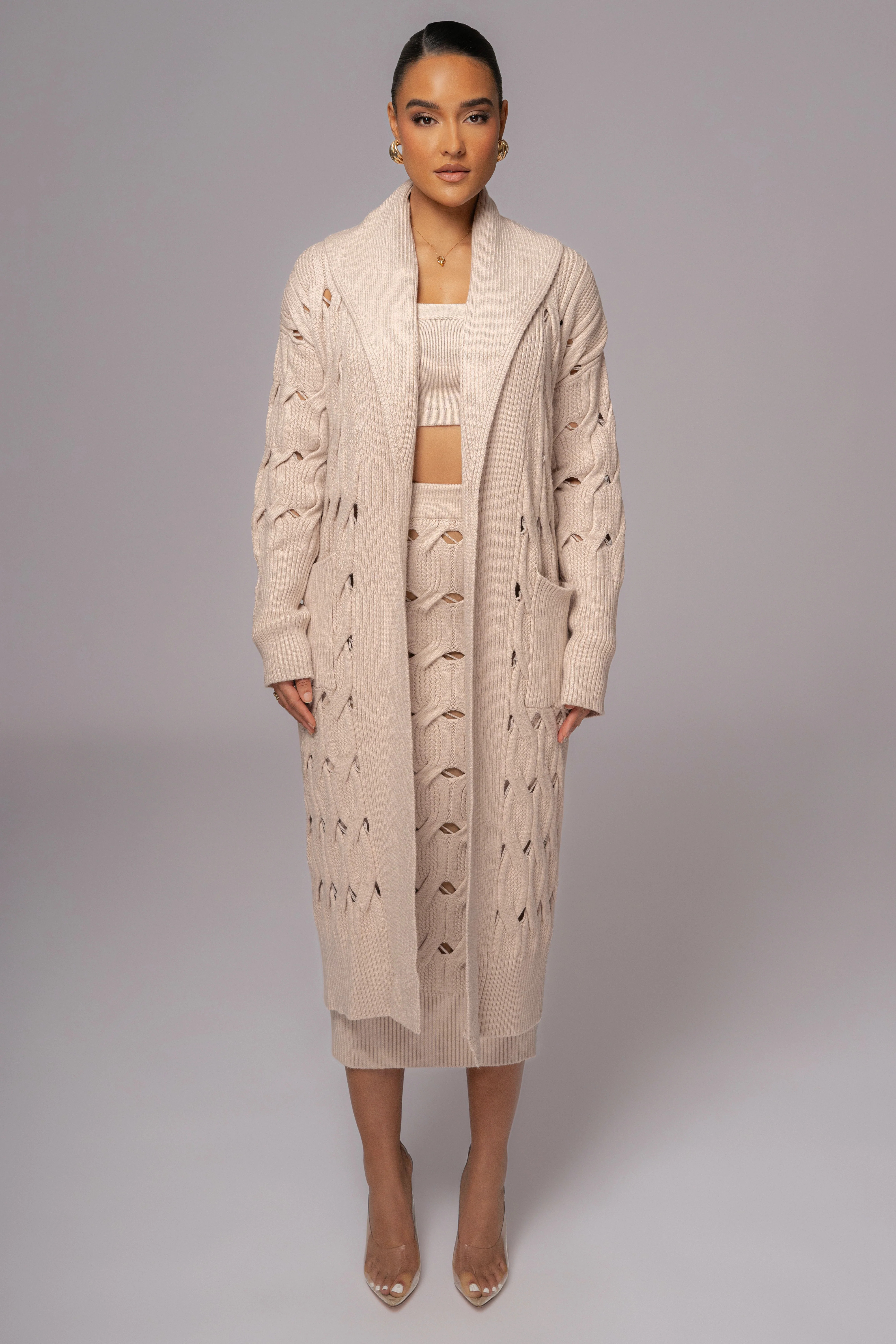 Beige Brixton Knit Cardigan | JLUXLABEL