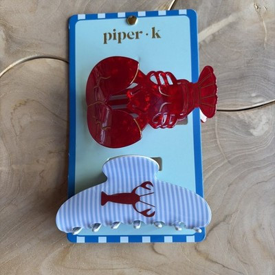Piper K Lobster Hair Claw Clip 2 piece Set Red White & Blue Resin | eBay | eBay US