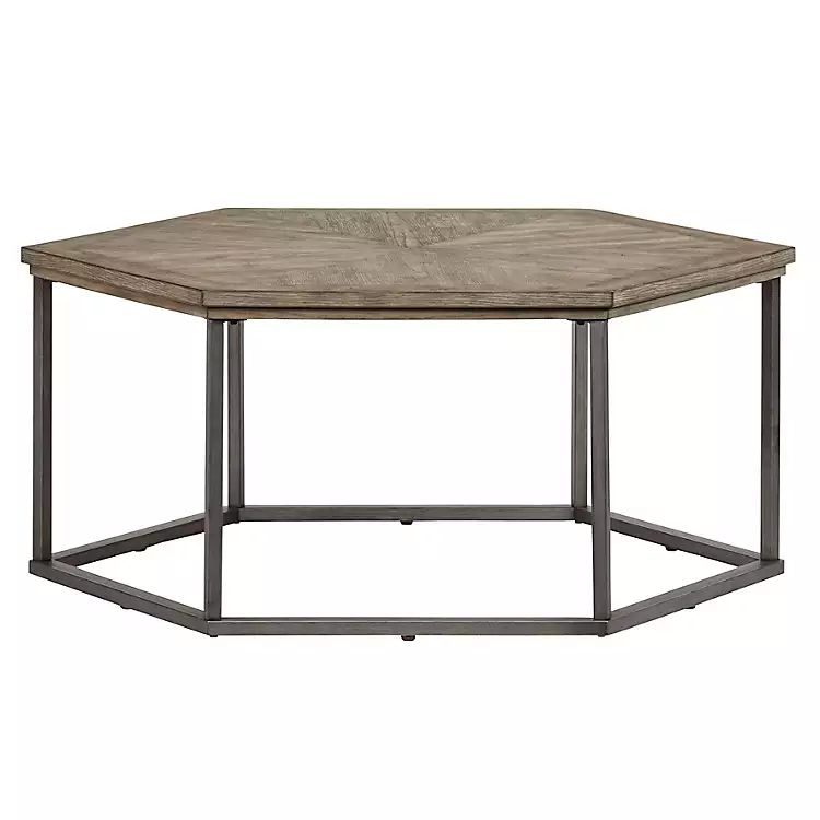 Wood and Metal Hexagon Coffee Table | Kirkland's Home