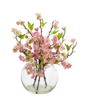 Nearly Natural Cherry Blossom in Large Glass Vase | Macys (US)