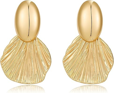 Gold/Silver Shell Dangle Earrings for Women Seashell Drop Dangle Earrings Ocean Beach Earrings Su... | Amazon (US)