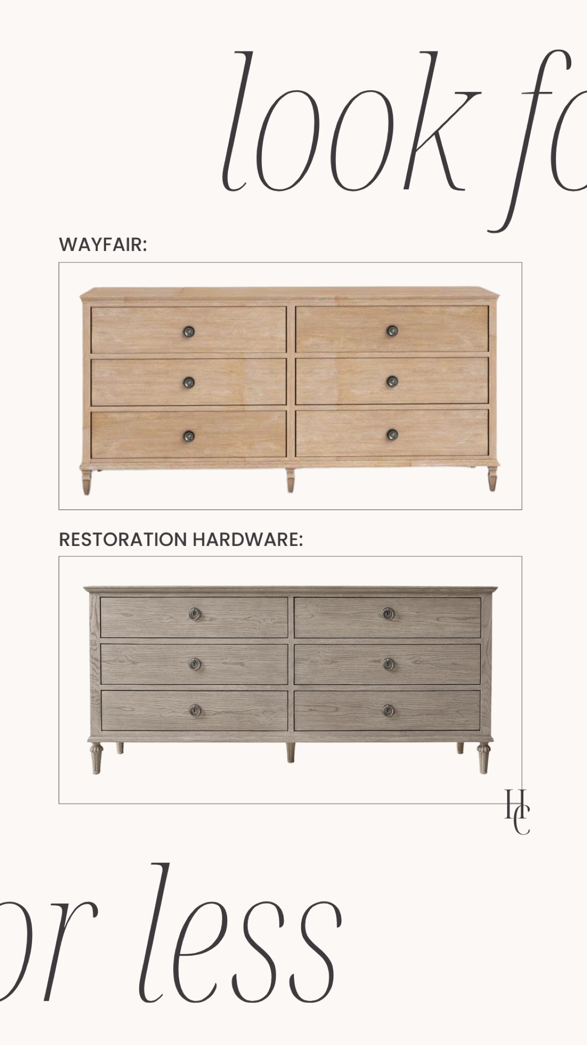 RH: $3,330 vs Wayfair: $1,110 

Get the look for less! Timeless and traditional six drawer dresser. Garland dresser. 🤍 #lookforless 

#LTKHome