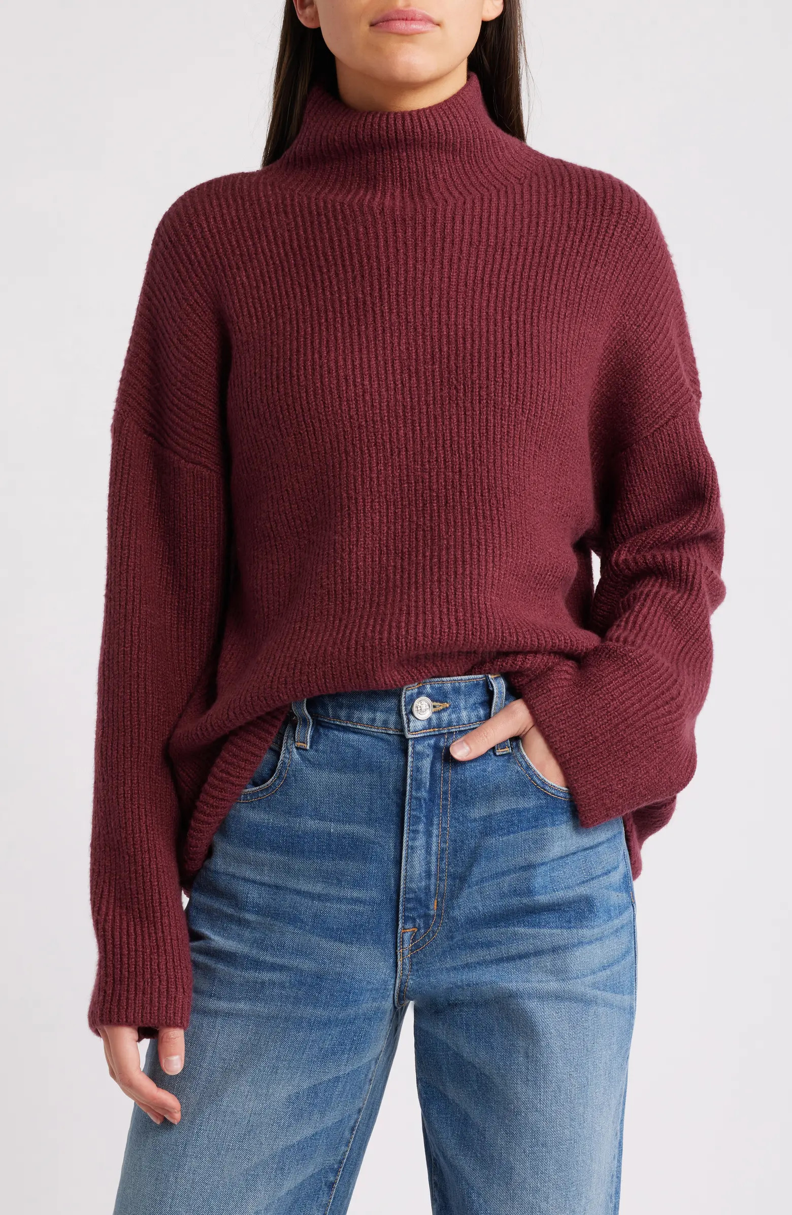 Relaxed Turtleneck Cotton Blend Sweater | Nordstrom