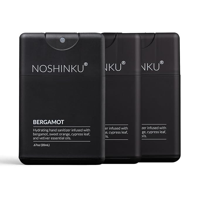 Noshinku - Refillable Hand Sanitizer Bergamot 3-Pack, Travel Size Spray with Hydrating Botanical ... | Amazon (US)