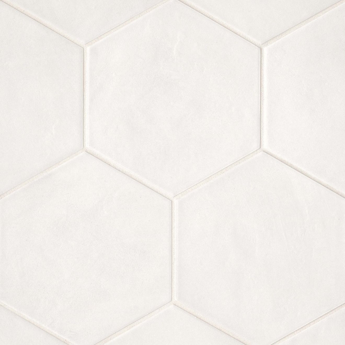 Allora 8.5" x 10" Hexagon Matte Porcelain Tile in Solid White | Bedrosians Tile & Stone