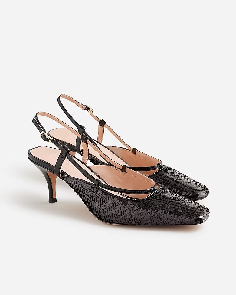 Leona slingback heels with paillettes | J.Crew US