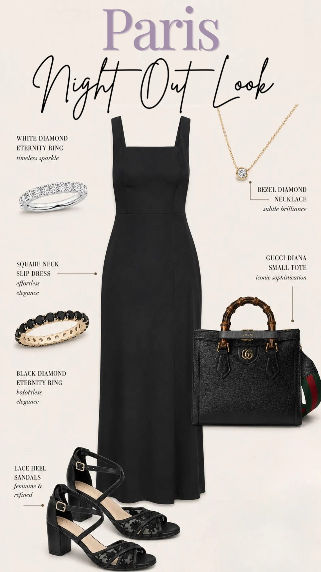 Paris outfit inspiration for your next luxury vacation, dinner date, Europe trip, or elevated summer night out 🖤 Loving this chic black midi dress styled with designer accessories, strappy black heels, delicate gold jewelry, and a timeless Gucci tote. This polished feminine look is perfect for Paris outfits, old money style, quiet luxury outfits, classy date night outfits, and elegant capsule wardrobe styling.

Black dress outfit, Paris style outfit, classy black dress, luxury fashion finds, designer bag outfit, Gucci Diana tote, elegant heels, feminine style, quiet luxury aesthetic, chic vacation outfit, old money fashion, European summer outfits, wedding guest style, timeless fashion pieces, elevated everyday style, luxury capsule wardrobe, LTK fashion finds, luxury accessories, date night outfit inspo, sophisticated style [Paris outfit, quiet luxury, black dress outfit, Gucci bag, classy style, feminine fashion, luxury look, Europe outfit]

#LTKootd #LTKOver40 #LTKTravel