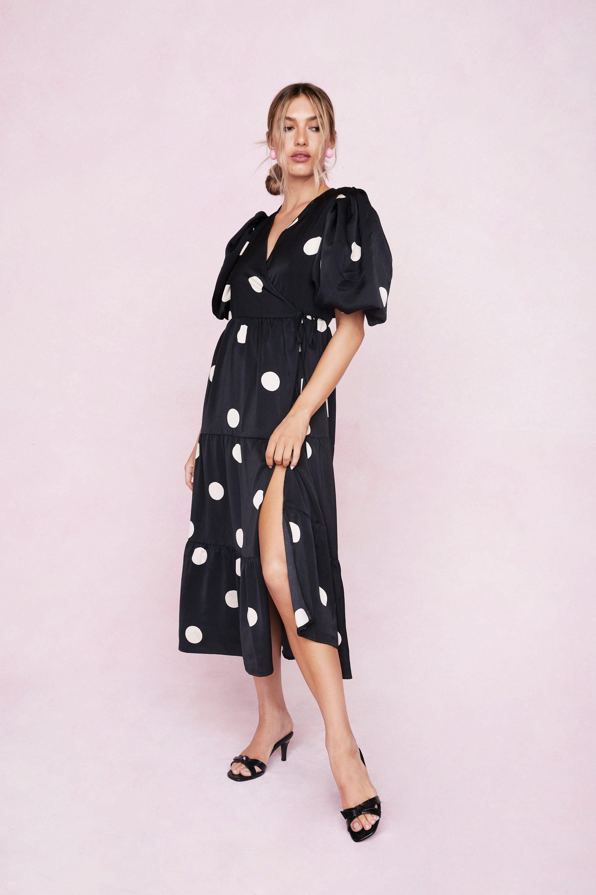 Polka Dot Wrap Midi Dress | NastyGal (UK, IE)