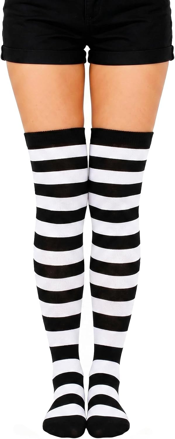 Women Over Knee High Socks Striped Thigh High Socks | Amazon (US)