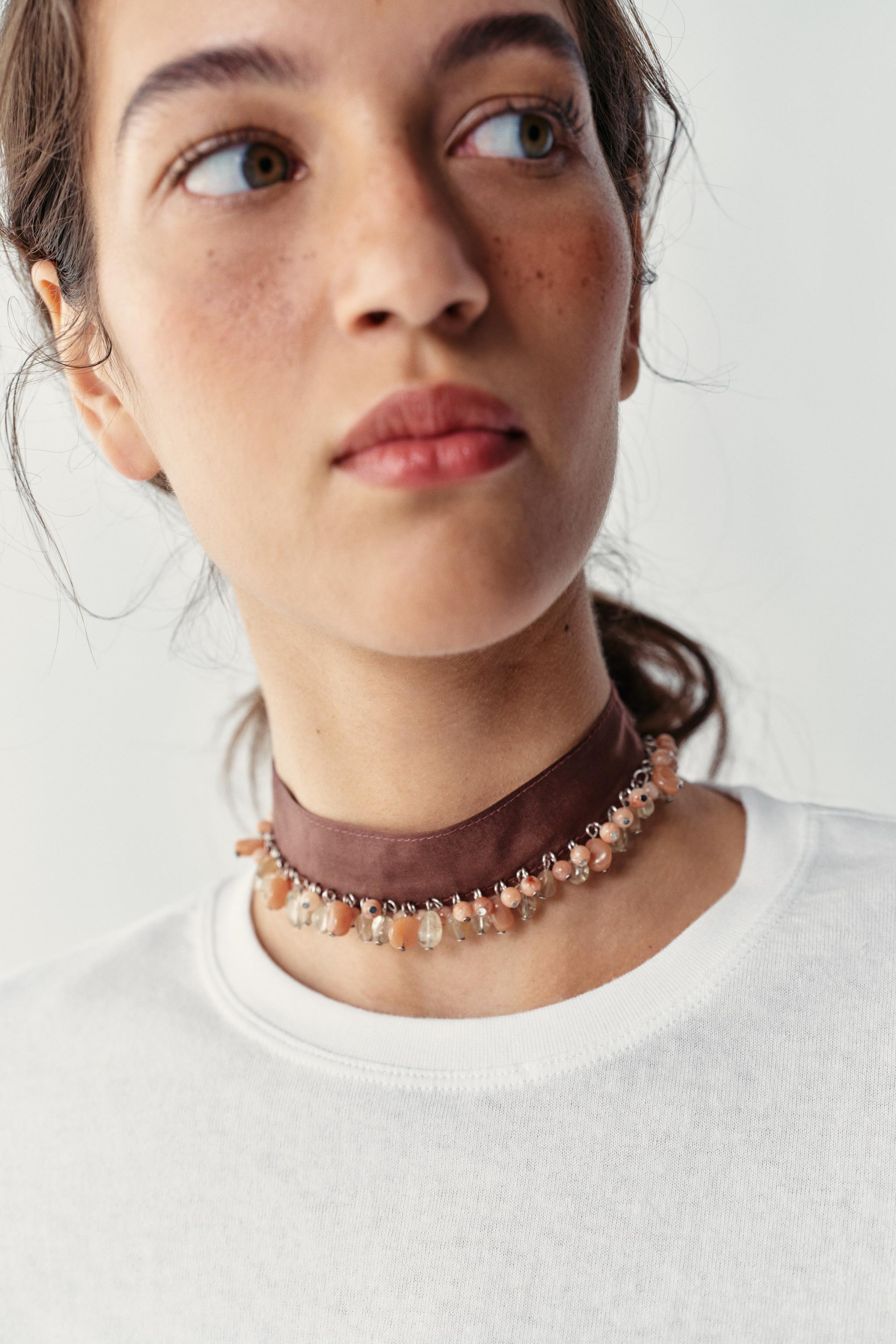 FABRIC BEADED CHOKER | Zara US