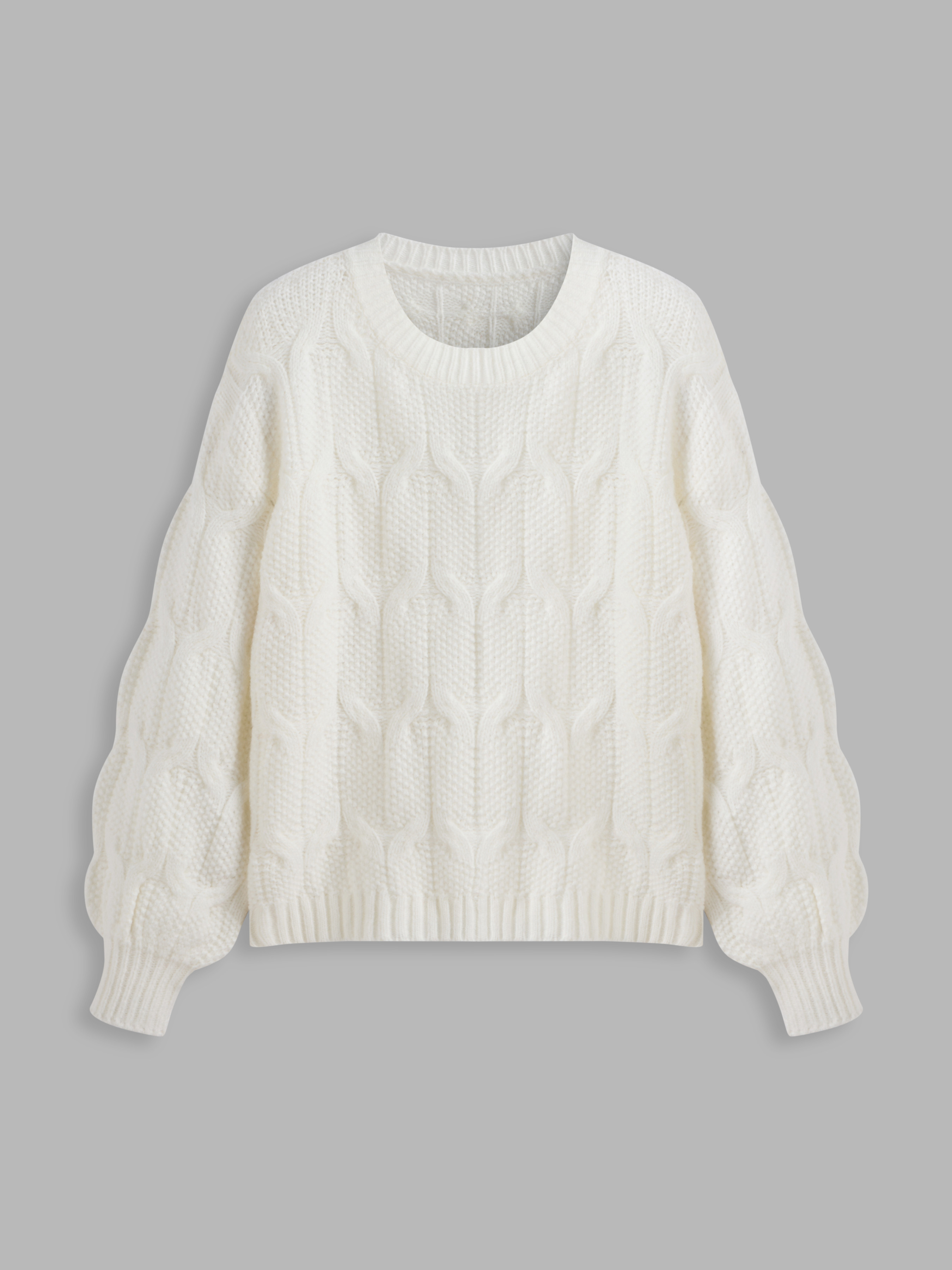 Knit Fabric Cable Knit Round Neckline Oversized Long Sleeve Top For Work | Cider