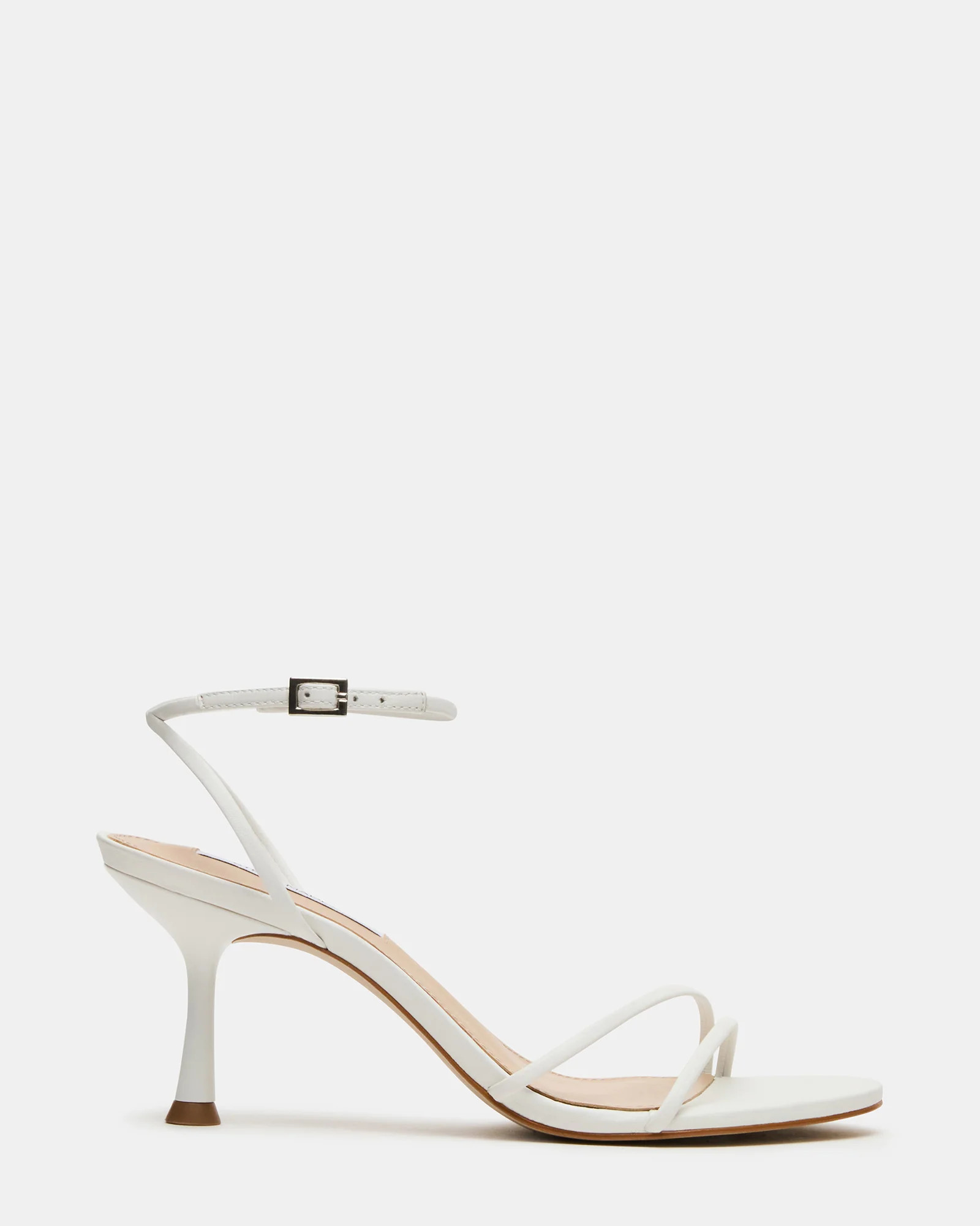 ERAS White Leather Stiletto Round-Toe Ankle Strap Women's Heel | Steve Madden (US)
