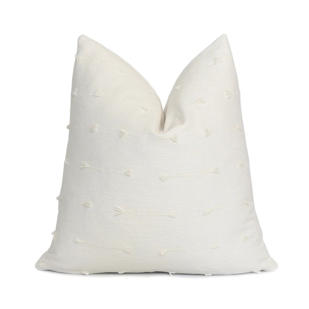 White Schumacher Embroidered Teton Decorative Pillow Cover - Etsy | Etsy (US)