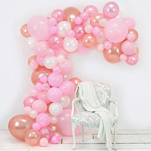Junibel Balloon Arch & Garland Kit | Pink, Blush, Rose Gold & White Sm to Xlrge Balloons | Glue D... | Amazon (US)