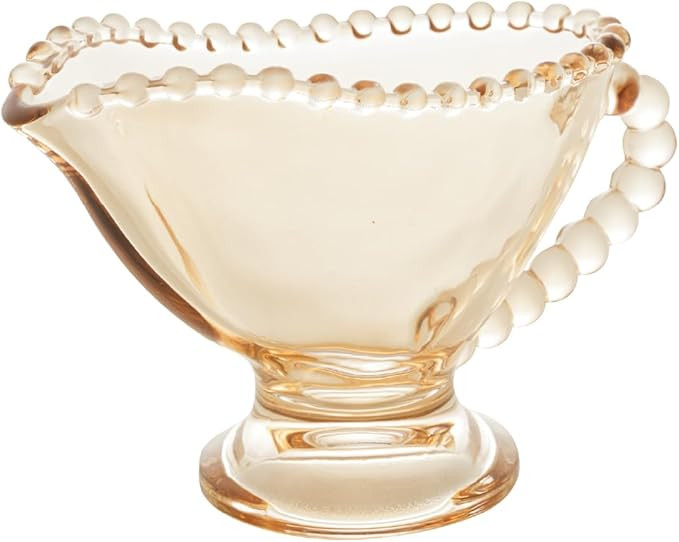 WOLFF - Pearl Amber Beaded Crystal Gravy Boat with Handle - Gravy Bowl for Sauces, Salad Dressing... | Amazon (US)