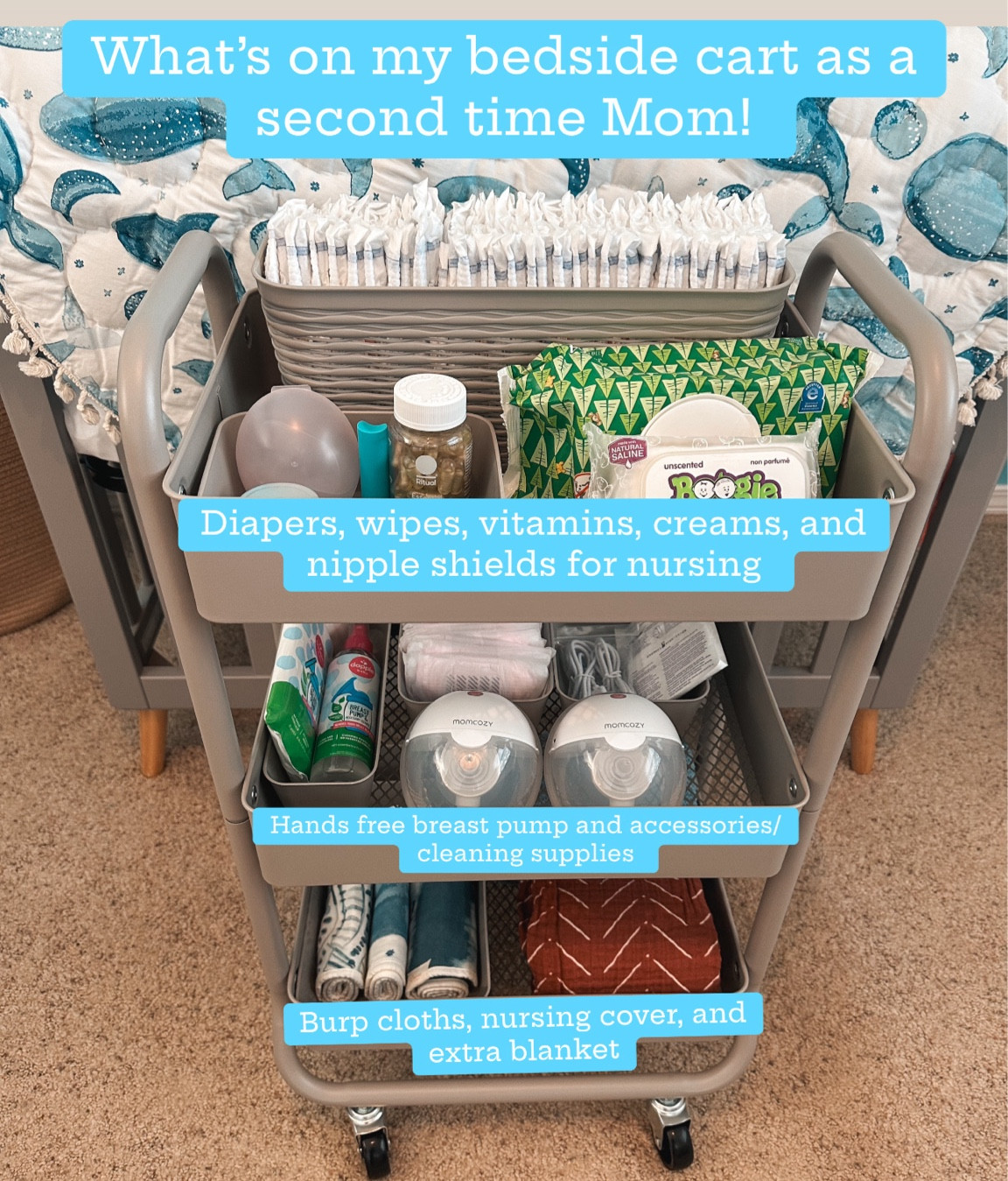 Baby rolling cart and some essentials I will be keeping on it! 

#LTKunder50 #LTKbaby #LTKfamily 