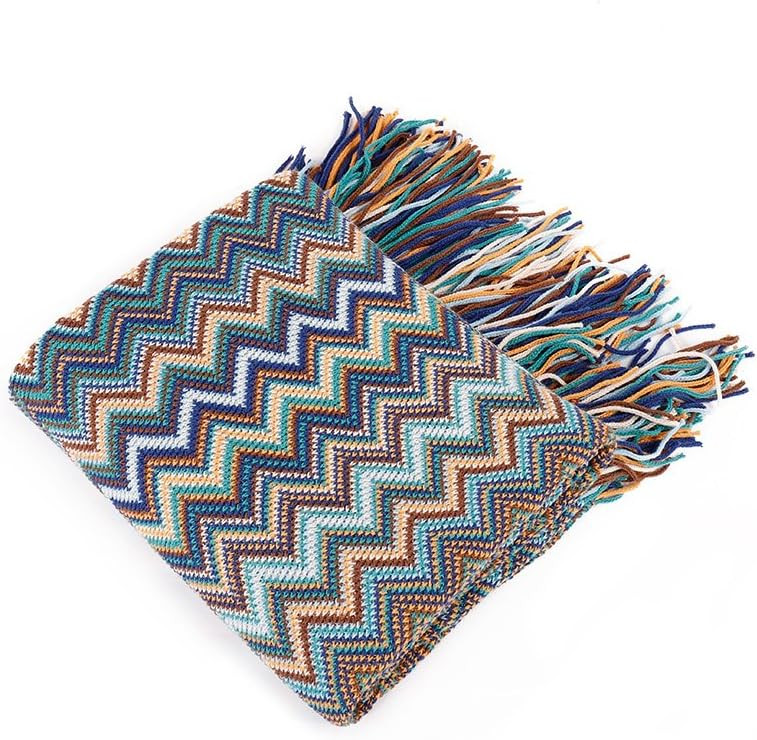 Battilo Multi-Colored Chevron Pattern Decorative Throw Blanket 60" x 50" Inc | Amazon (US)