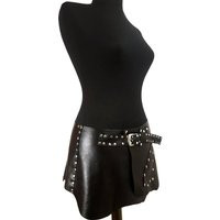 Black Leather Mini Skirt Belt, Skirt, Black Festival Belt, Black With Silver Color Metal, Stage | Etsy (US)