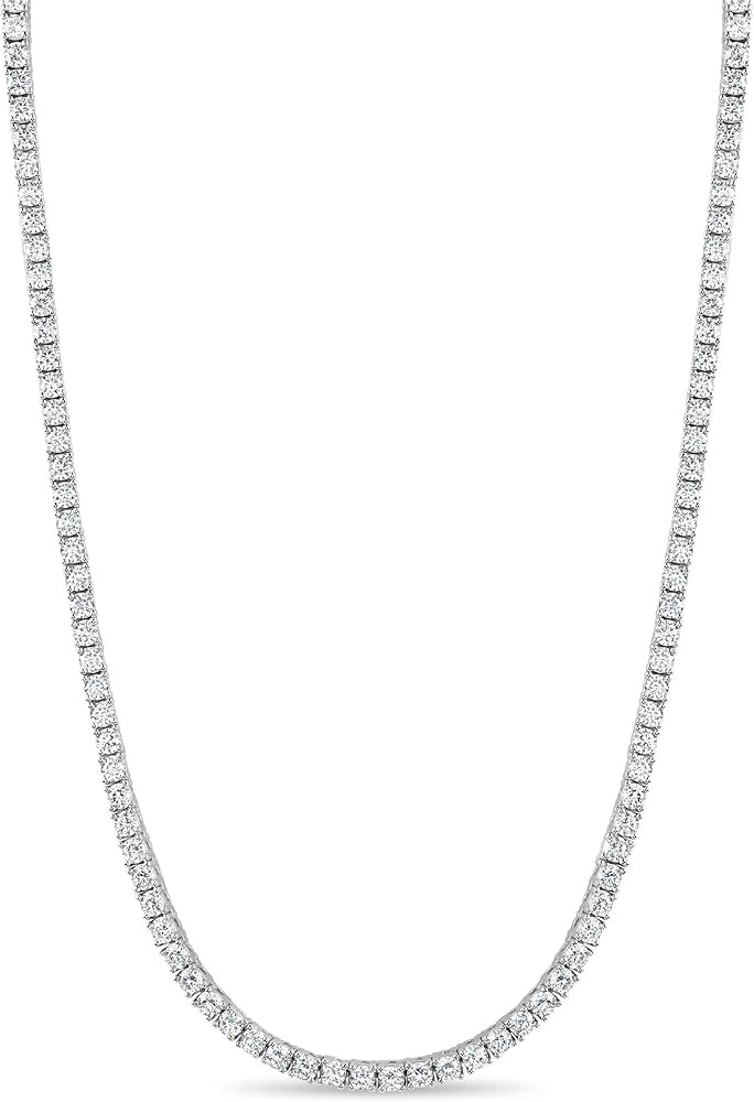 GLD Round Cut Tennis Chain Necklace - Iced Out Chain for Men and Women in Yellow, White and Rose ... | Amazon (US)
