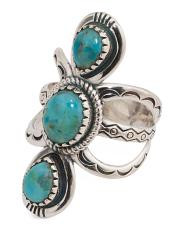 Made In India Sterling Silver Plated Turquoise Open Ring | TJ Maxx