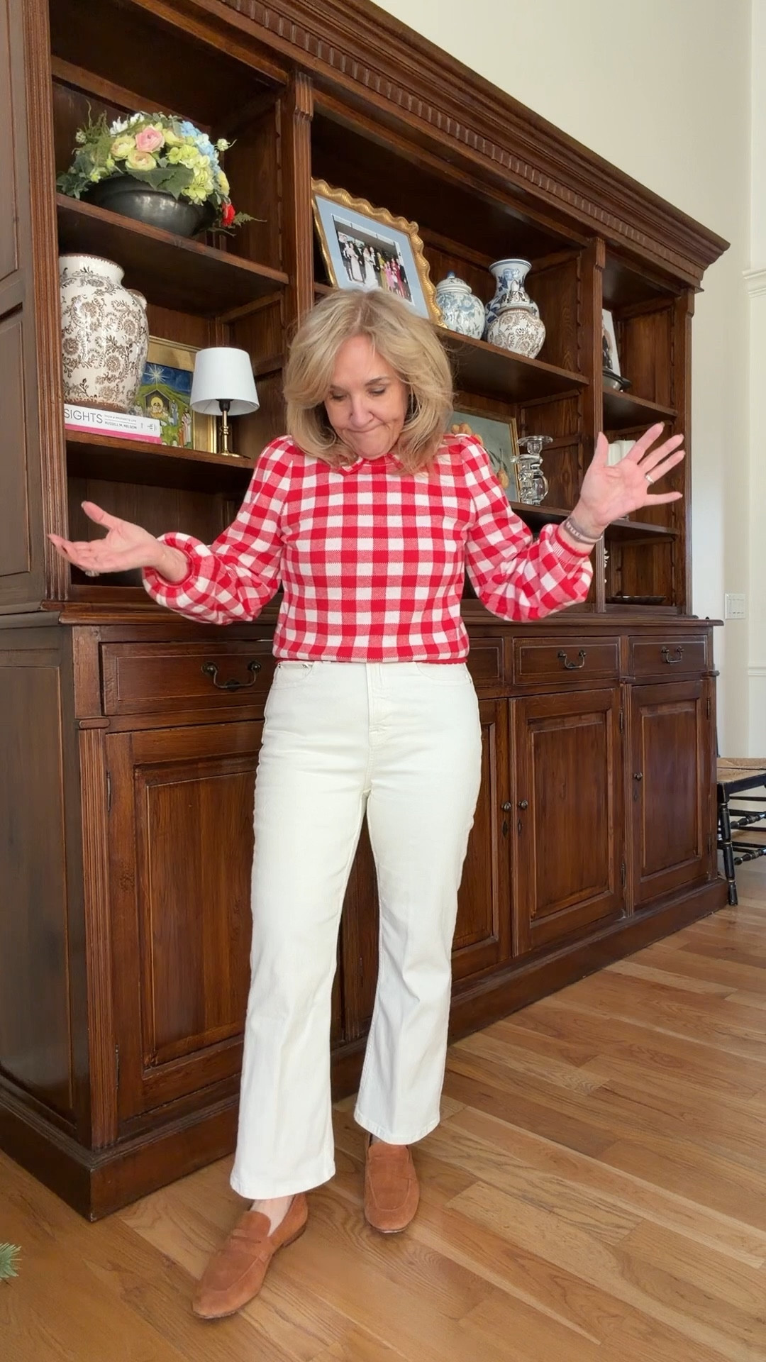 Walmart new arrivals size medium  except the Walmart jeans. I sized down to a 6 
Ecru jeans are spanx size up 2 sizes! They run small! 

Red sweater Walmart 

#LTKOver40 #LTKPetite #LTKHoliday #LTKOver40 #LTKFindsUnder50 #LTKSeasonal