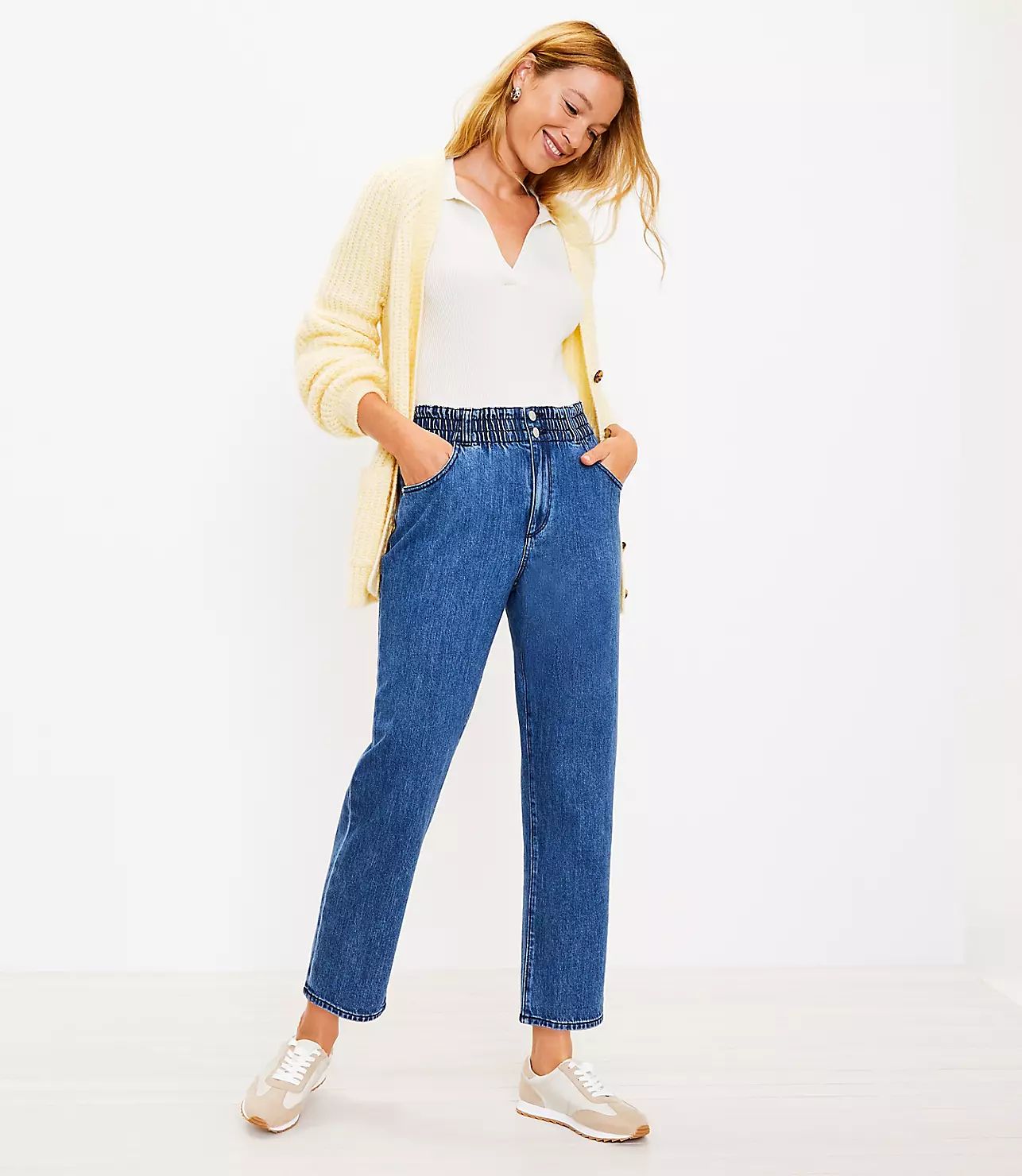 Pull On Straight Jeans in Light Indigo Wash | LOFT