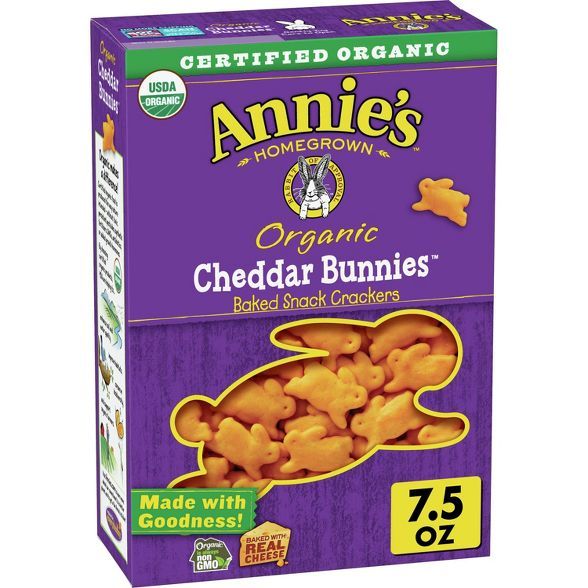 Annie's Organic Cheddar Bunnies Baked Snack Crackers - 7.5oz | Target