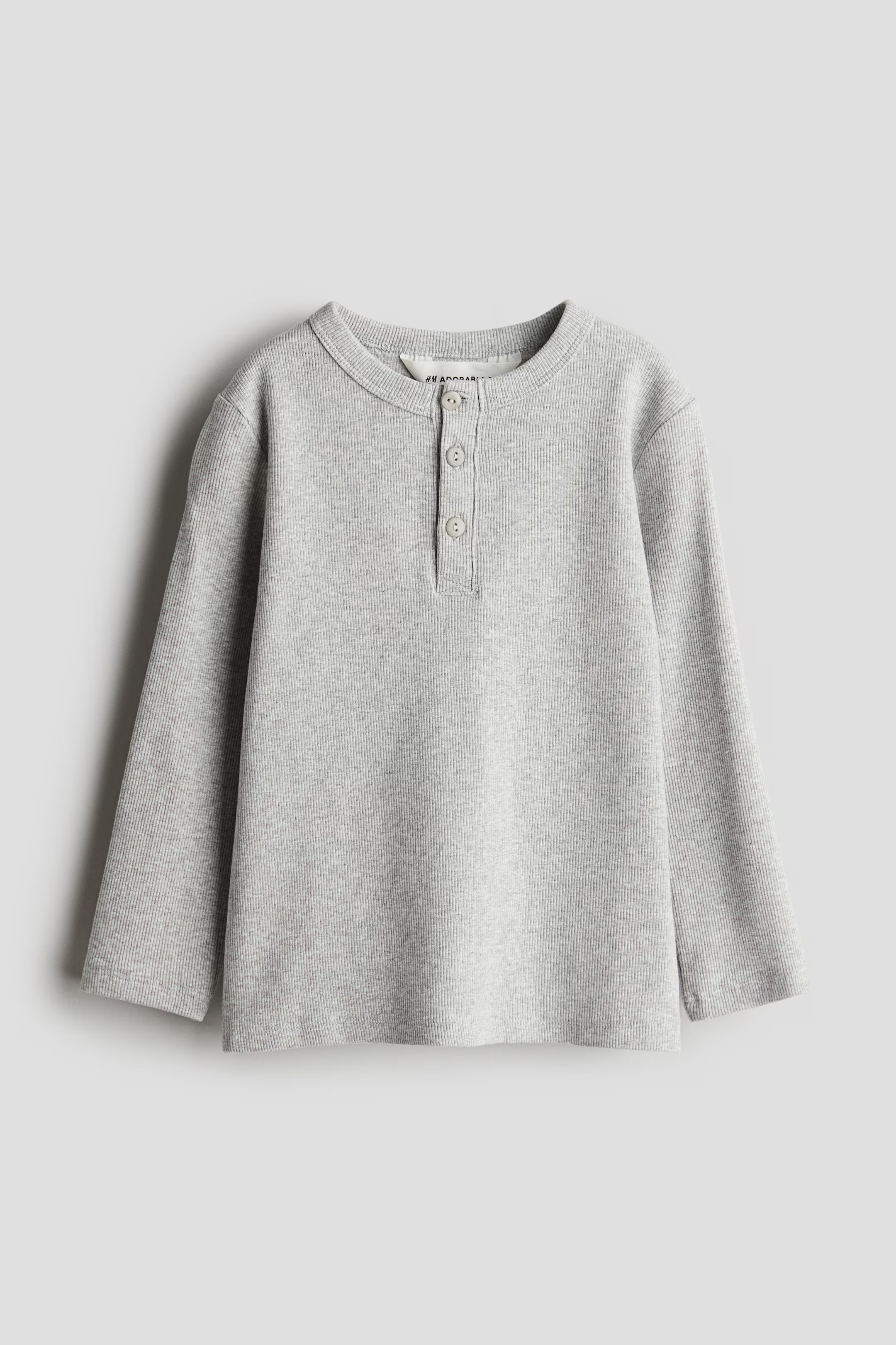 Cotton Henley Shirt - Gray melange - Kids | H&M US | H&M (US + CA)