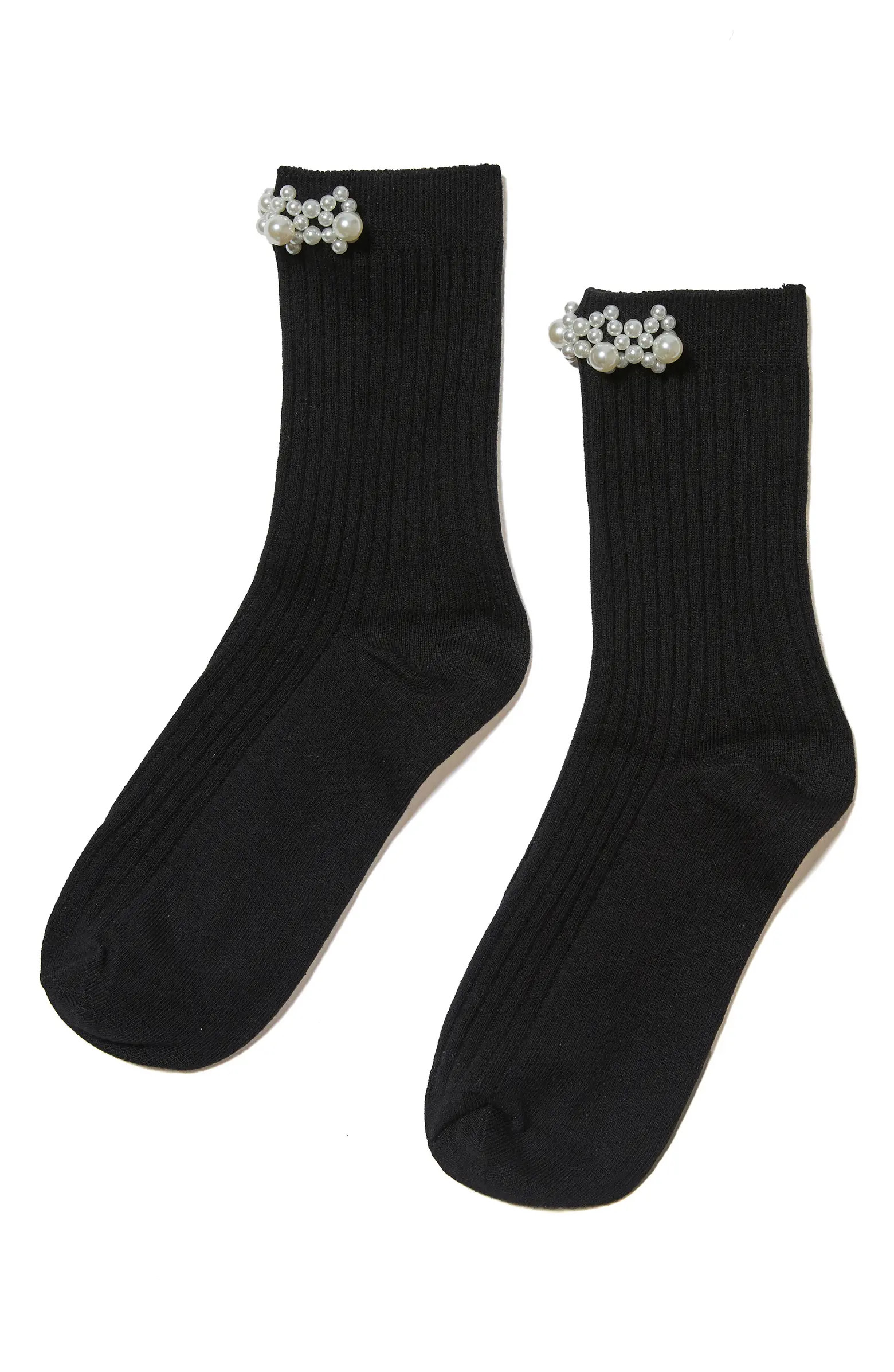 Stems Faux Pearl Cluster Rib Crew Socks | Nordstrom | Nordstrom