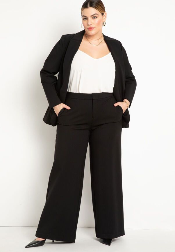 The Ultimate Stretch Suit Wide Leg Pant | Eloquii