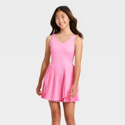 Girls' Pleated Active Athletic Dress - All In Motion™ Pink L | Target
