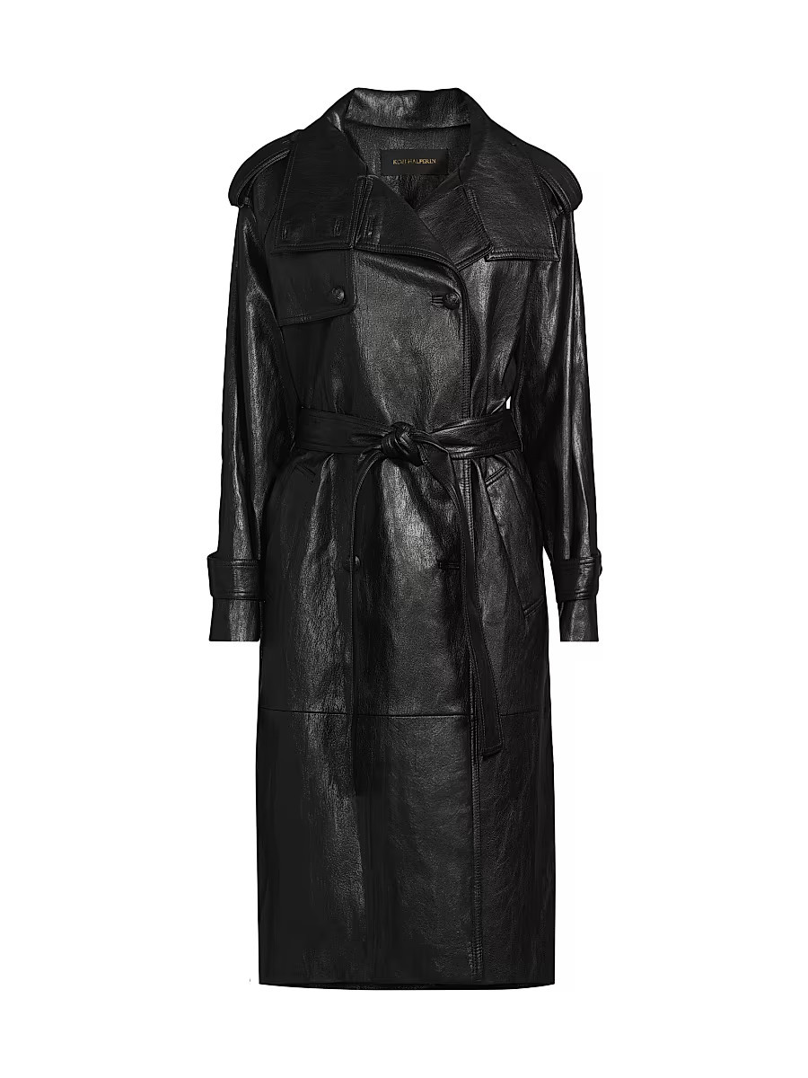 Women's Tony Faux-Leather Trench Coat - Black - Size Medium | Saks Fifth Avenue