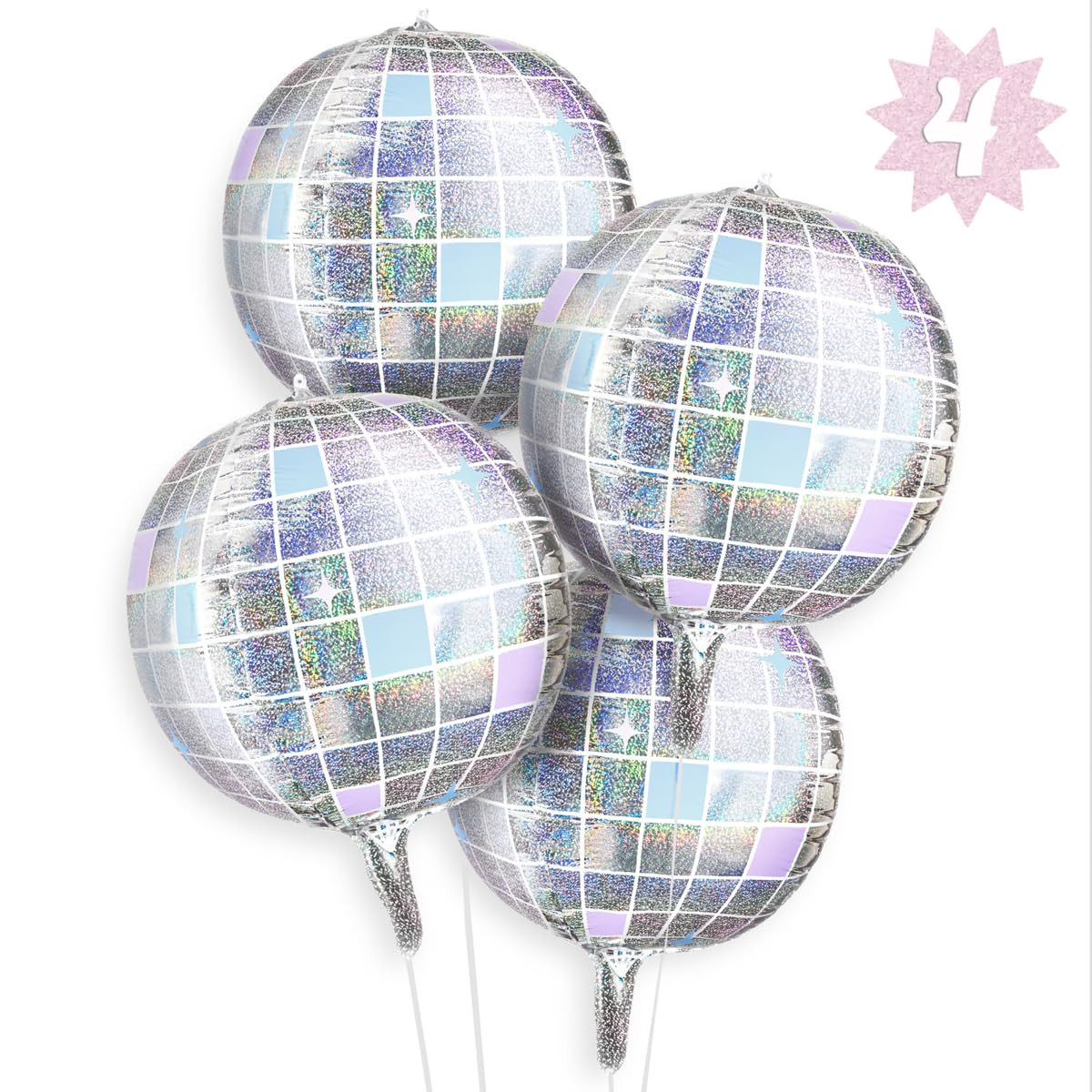 xo, Fetti Iridescent Disco Ball Foil Balloons - 4 pk, 22" | Last Disco Bachelorette Decorations, ... | Amazon (US)