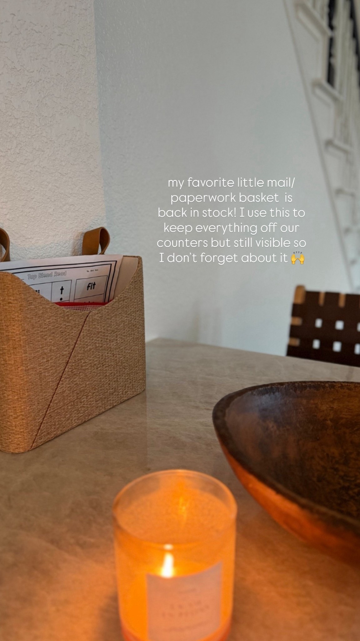 This $20 Target basket for mail/papers is a game changer! Can be hung on the wall with the straps too 😍

#LTKmomlife #LTKHome #LTKdayinmylife