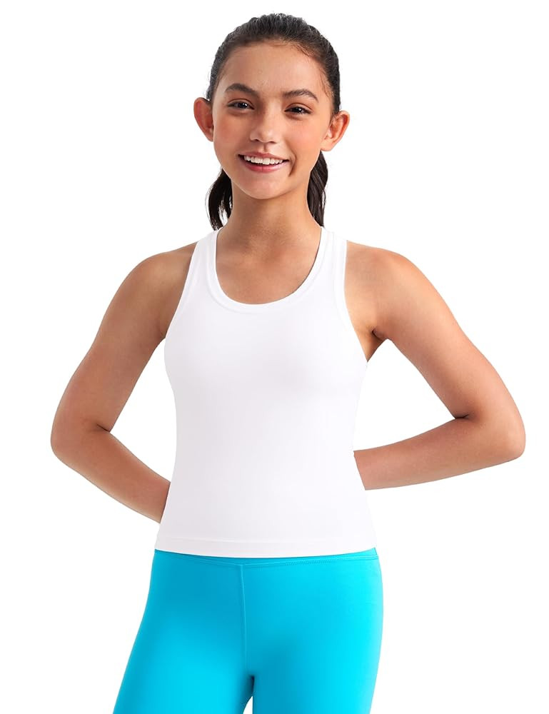 CRZ YOGA Girls Butterluxe Crew Round Neck Racerback Workout Tank Tops for Teen Kids Active Casual... | Amazon (US)
