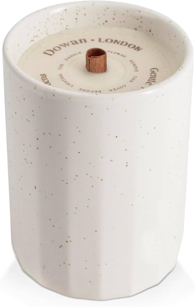 DOWAN 8oz Premium Ceramic Jar Candle - Rich Water Lily Pear Scent, White, Cherry Wood Wick - Perf... | Amazon (US)