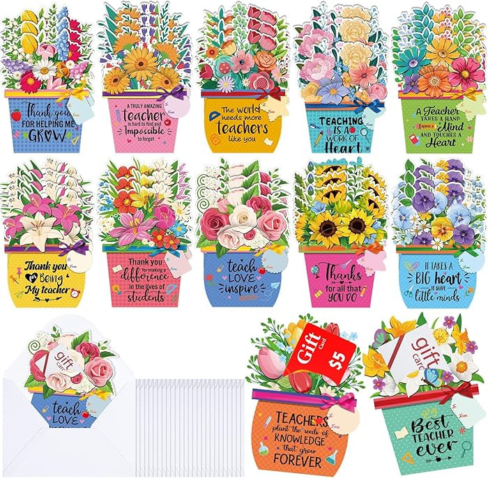 Funrous 36 Set Teacher Appreciation Gift Card Holders Flower Teachers Gift Cards Money Holders Sl... | Amazon (US)