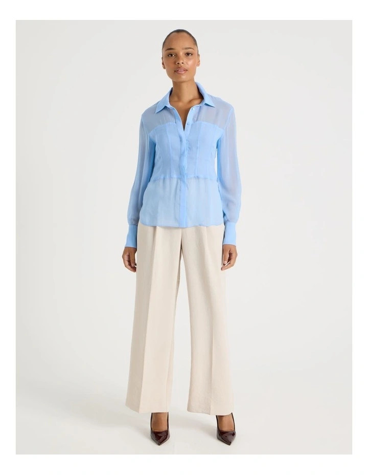 BlaqSheer Panel Shirt in Light Blue | Myer