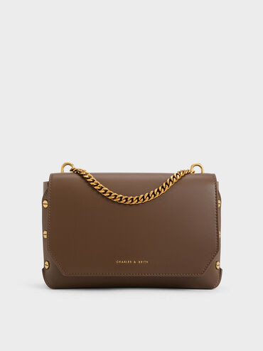Dark Brown Clea Chain-Handle Bag | CHARLES & KEITH | Charles & Keith US
