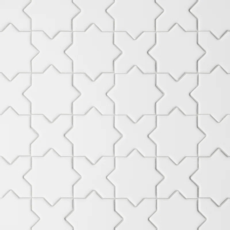Le Cafe 2" x 2" Cross and Star Matte Porcelain Mosaic Tile | Wayfair North America