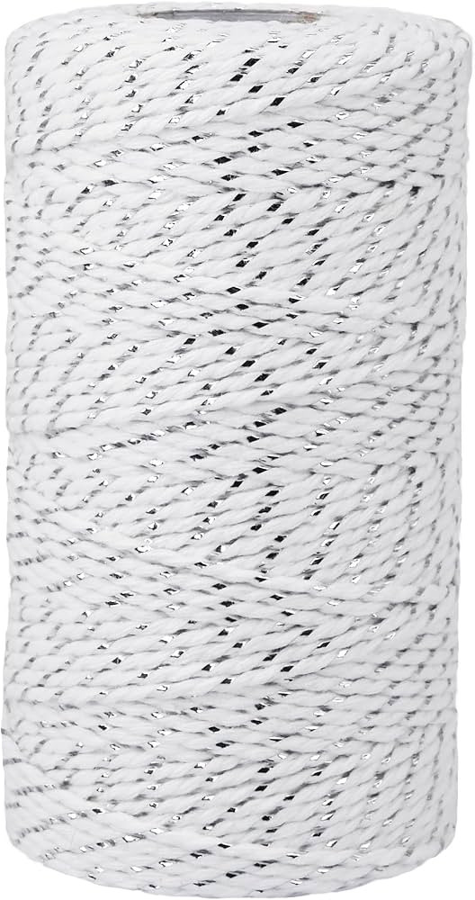 Leecogo Cotton Twine Silver and White Baker String 2mm Thick 328 Feet Christmas Twine for Gift Wr... | Amazon (CA)