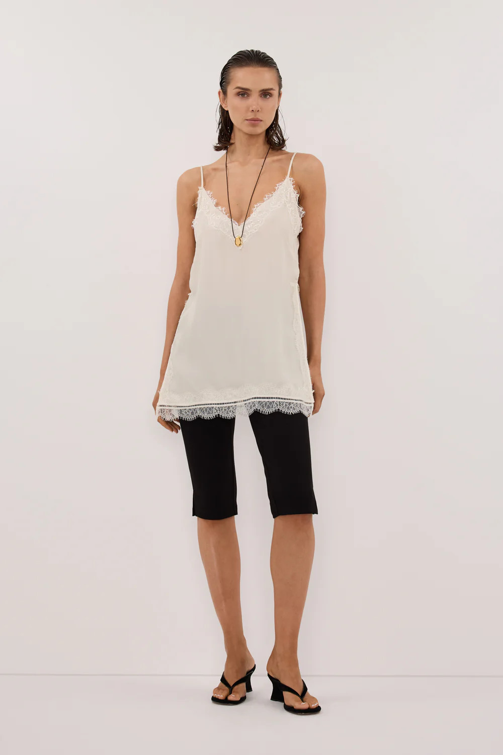ANDREA SANDSTONE CUPRO LACE TOP | DISSH