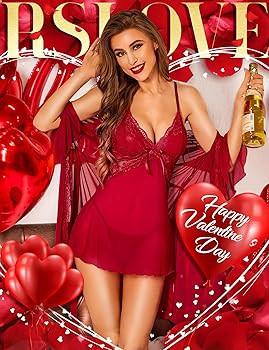 RSLOVE Women Sexy Lingerie Set - 3 Piece Babydoll & Lace Kimono Robe Strap Chemise Nightgown Mesh... | Amazon (US)